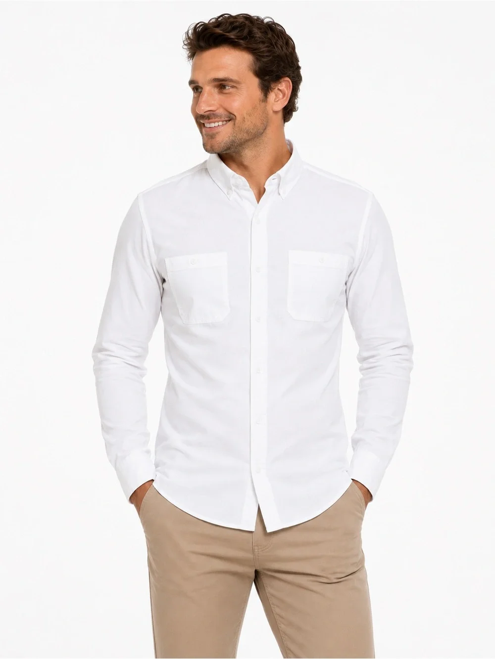 J. Crew Slim Untucked Size Medium White Long-Sleeve Button-Down Dress Shirt
